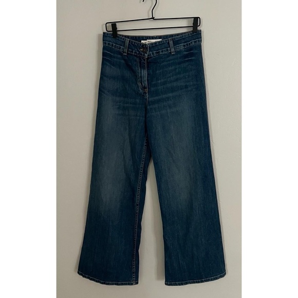 NILI LOTAN MeganJeans Size 27 Medium Wash Wide Leg High Waisted Denim Chic - Picture 1 of 8